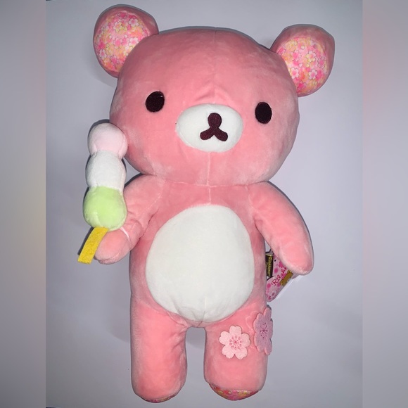 Pink Mochi Rilakkuma Bear Squishy Plush Stuffed Animal - Picture 2 of 5